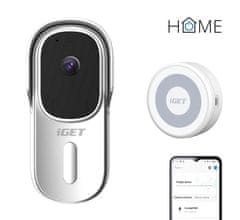iGET HOME Doorbell DS1 White + CHS1 White - WiFi batériový videozvonček, set s reproduktorom, SK app