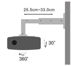 STELL výsuvný držiak projektora na stenu SHO 1092, nosnosť 15kg - strieborná