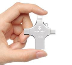 Viking USB FLASH DISK 16G, 4v1 S KONCOVKOU APPLE LIGHTNING, USB-C, MICRO USB, USB-A