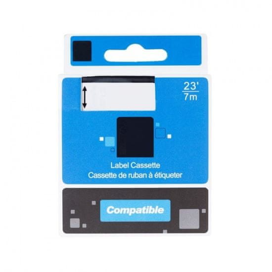 PrintLine kompatibilná páska s DYMO, 45016 S0720560, 12mm, 7m, čierna tlač / modrá podklad, D1