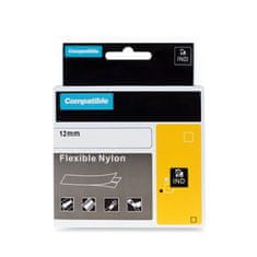 PrintLine kompatibilná páska s DYMO 18490, 12mm, 3.5m, čierna tlač/žltý podklad, RHINO, nylonová, flexibilná