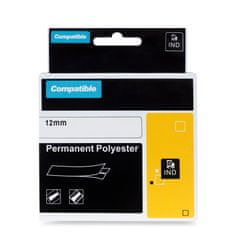 PrintLine kompatibilná páska s DYMO 622289, 12mm, 5.5m, čierna tlač/priehla podklad, RHINO, polyesterová