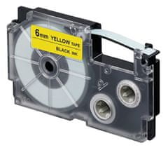 PrintLine kompatibilná páska s Casio XR-6YW1 6mm, 8m, čierna tlač/žltý podklad