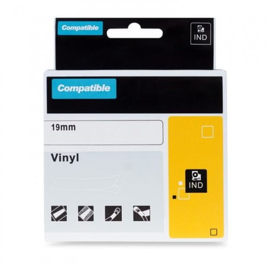 PrintLine kompatibilná páska s DYMO 1868752, 19mm, 7m, čierna tlač/biela p., XTL, vinyl.univer