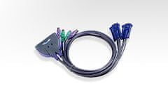 Aten KVM switch CS-62S PS/2 2PC mini vr. kabeláže 0,9m