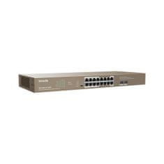 Tenda TEG1118P-16-250W - PoE AT Switch 230W (16xPoE 802.3af/at 10/100/1000Mbps, Uplink 2xSFP 1Gbps), Rack