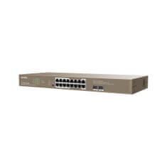 Tenda TEG1118P-16-250W - PoE AT Switch 230W (16xPoE 802.3af/at 10/100/1000Mbps, Uplink 2xSFP 1Gbps), Rack