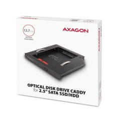 AXAGON RSS-CD12 ODD, rámček do slotu optickej mechaniky pre 2.5" SSD/HDD, LED, 12.7 mm, hliníkový