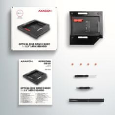 AXAGON RSS-CD12 ODD, rámček do slotu optickej mechaniky pre 2.5" SSD/HDD, LED, 12.7 mm, hliníkový