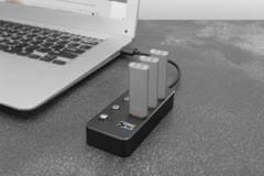 Digitus USB 3.0 Hub, 4 porty, prepínač Hliníkové puzdro