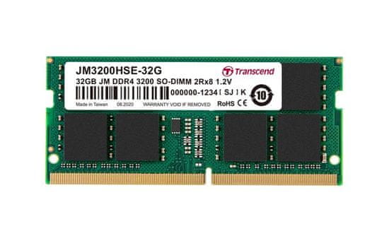 Transcend pamäť 32GB (JetRam) SODIMM DDR4 3200 2Rx8 CL22