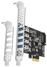 AXAGON radič do PCIe pre 4x USB 3.2 Gen1 / PCEU-43RS / SP & LP