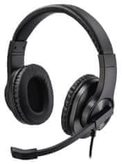 HAMA headset PC Office stereo HS-P300/ drôtové slúchadlá + mikrofón/ 2x 3,5 mm jack/ citlivosť 100 dB/mW/ čierny