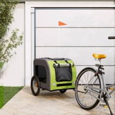 Vidaxl Príves na bicykel pre psa zeleno-sivý oxfordská látka a železo
