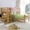 Detská poschodová posteľ LION L, na matrac 90x200, masívny buk, prírodná farba