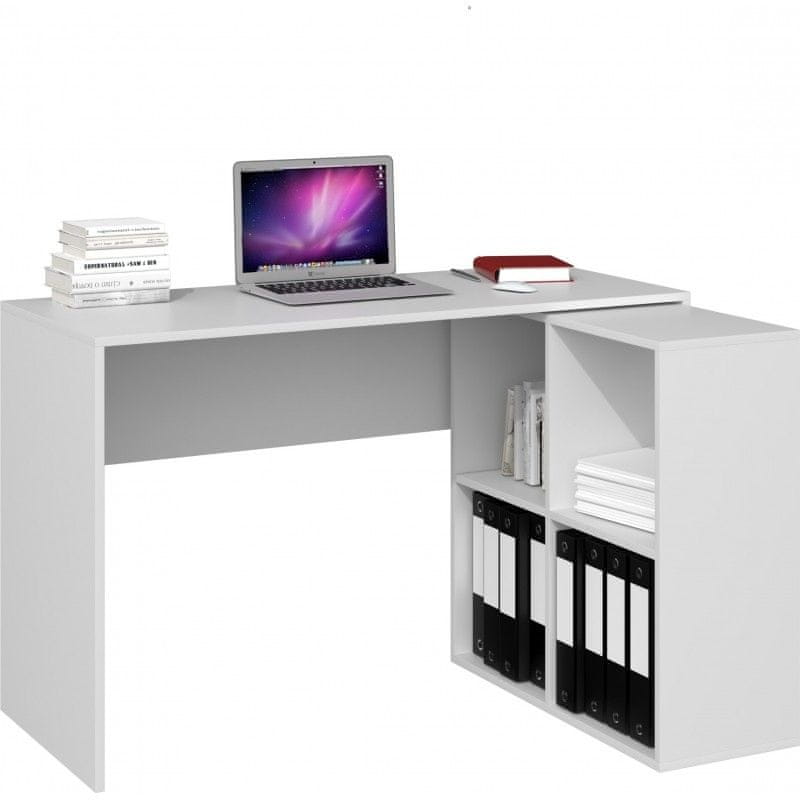 Veneti Písací stôl s regálom ELBE - matný biely