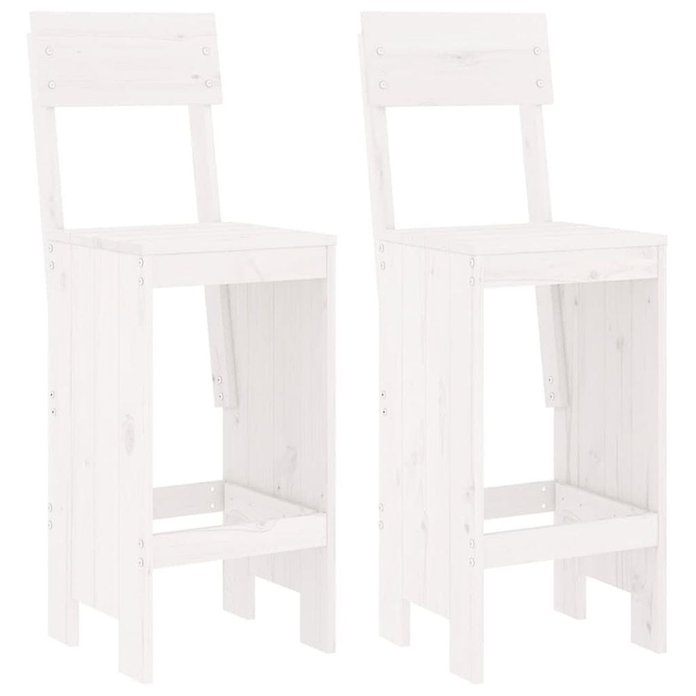 Vidaxl Barové stoličky 2 ks biele 40x48,5x115,5 cm borovicový masív