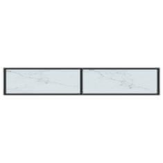 Vidaxl Konzolový stolík biely mramor 200x35x75,5 cm tvrdené sklo