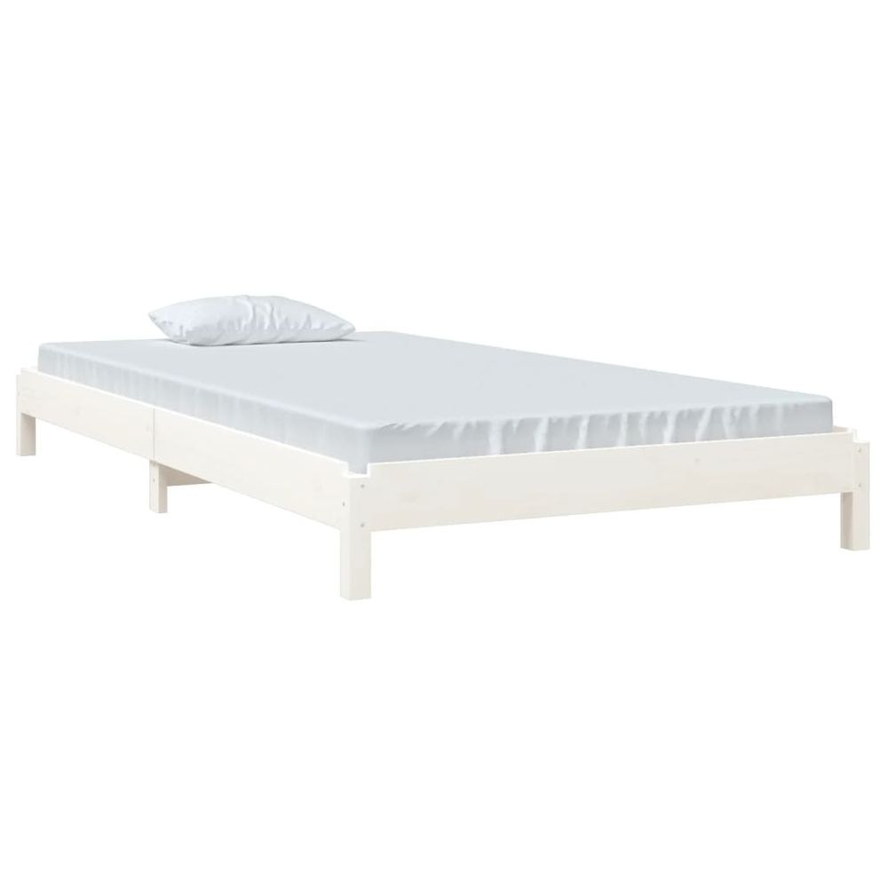 Vidaxl Stohovateľná posteľ biela 100x200 cm borovicový masív