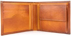 VegaLM Elegantná kožená peňaženka z pravej kože v tmavo žltej farbe, ručne tamponovaná