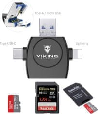 Viking ČÍTAČKA PAMÄŤOVÝCH KARIET V4 USB3.0 4V1 čierna