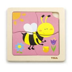 Viga Drevené puzzle pre najmenších Viga 4 ks Včielka 