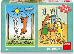 DINO Puzzle Psík a mačička 2x48 dielikov