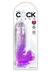 Pipedream Pipedream King Cock Clear 6" Cock with Balls purple dildo