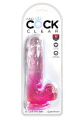 Pipedream Pipedream King Cock Clear 6" Cock with Balls pink dildo