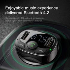 BASEUS Car Charger Bluetooth Fm Transmitter T-Type 2xUSB MicroSD čierna (CCTM-01)