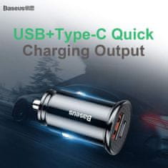 BASEUS Car Charger Circular Plastic A+C PPS PD3.0 + QC4.0 + 30W čierna (CCALL-YS01)