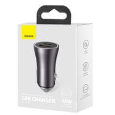 BASEUS Car Charger Golden Contactor Max Dual Fast Charger C+U 60W Dark Gray (CGJM000113)