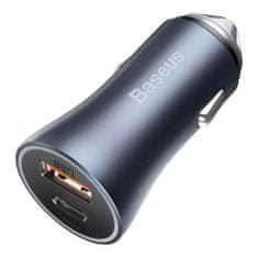 BASEUS Car Charger Golden Contactor Pro Dual Quick Charger U+C Power Delivery 3.0 Quick Charge 4, SCP FCP AFC 40W Dark Gray (CCJD-0G)