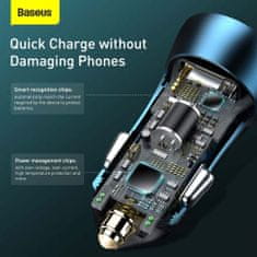BASEUS Car Charger Golden Contactor Pro Dual Quick Charger U+C, PD 3.0, QC 4+, SCP FCP AFC (with Type-C - Lightning 1m Blue) 40W blue (TZCCJD-03)