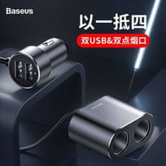 BASEUS Car charger One to Two Cigarette Lighter(dual- lighter 80W+dual USB 3.1A) čierna (CRDYQ-01)