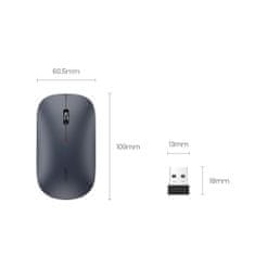 Ugreen Bezdrôtová myš (90373) - tenký dizajn, duálny režim, nastaviteľné DPI (1000-4000) - sivá
