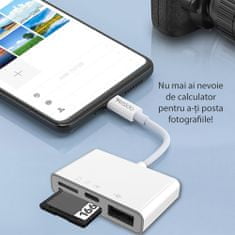 No Name Čítačka a adaptér kariet (GS12) - Lightning na USB, Lightning, SD, MicroSD - biela