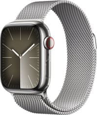 Apple Watch saries9, Cellular, 41mm, Silver Stainless Steel, Silver Milanesa Loop