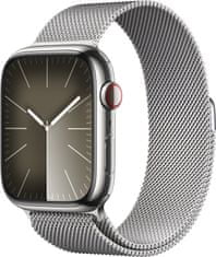 Apple Watch saries9, Cellular, 45mm, Silver Stainless Steel, Silver Milanesa Loop