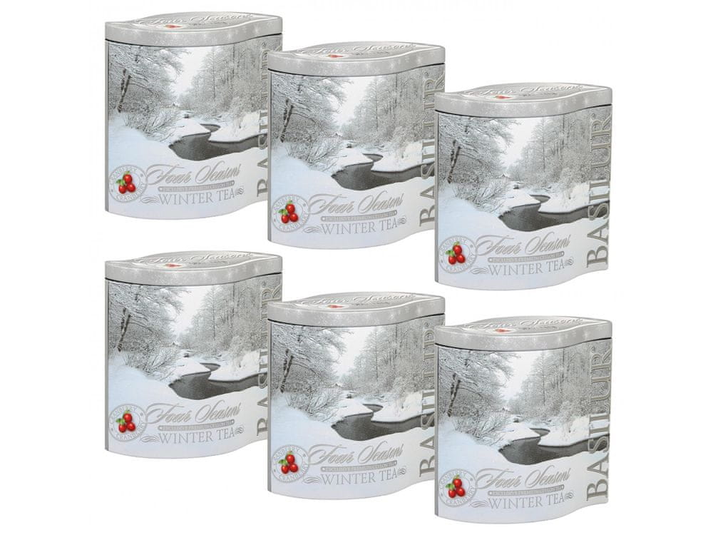 Basilur BASILUR Winter Tea - Sypaný cejlónsky čierny čaj s prídavkom brusníc v ozdobnej plechovke, 100 g, 6