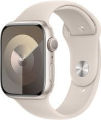 Apple Watch saries 9, 45mm, Starlight, Starlight Sport Band - S/M