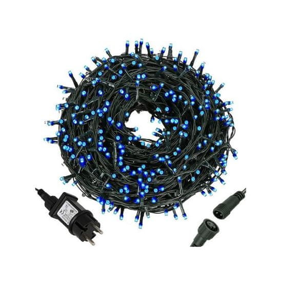AUR Vonkajšia LED vianočná reťaz - modrá, 100m, 1000 LED