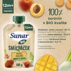 Sunar BIO ovocná kapsička Smícháček mango, mrkva, marhuľa a fenikel 12x100 g