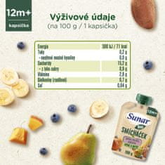 Sunar BIO ovocná kapsička Smícháček banán, hruška, tekvica, batáty a čučoriedky 12x100 g