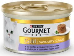 Purina Gourmet Gold cat konz.-Savoury Cake jahňa, fazuľky 85 g