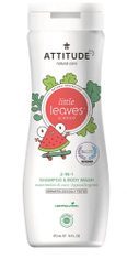 Attitude Detské telové mydlo a šampón (2 v 1) Little leaves s vôňou melónu a kokosu 473 ml