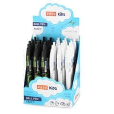 EASY Kids FANCY Guľôčkové pero, modrá semi-gél náplň, 0,7 mm, 24 ks v balení, bielo-šedé a čierno-zelené
