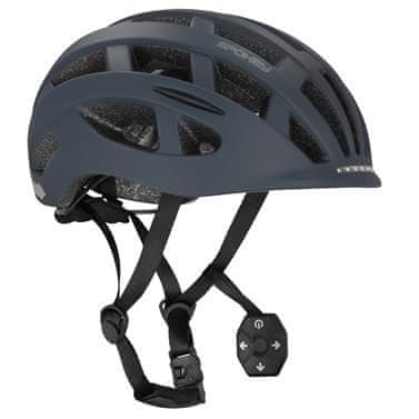 Spokey POINTER PRO Cyklistická prilba s LED blikačkou a blinkre, 58-61 cm, čierna