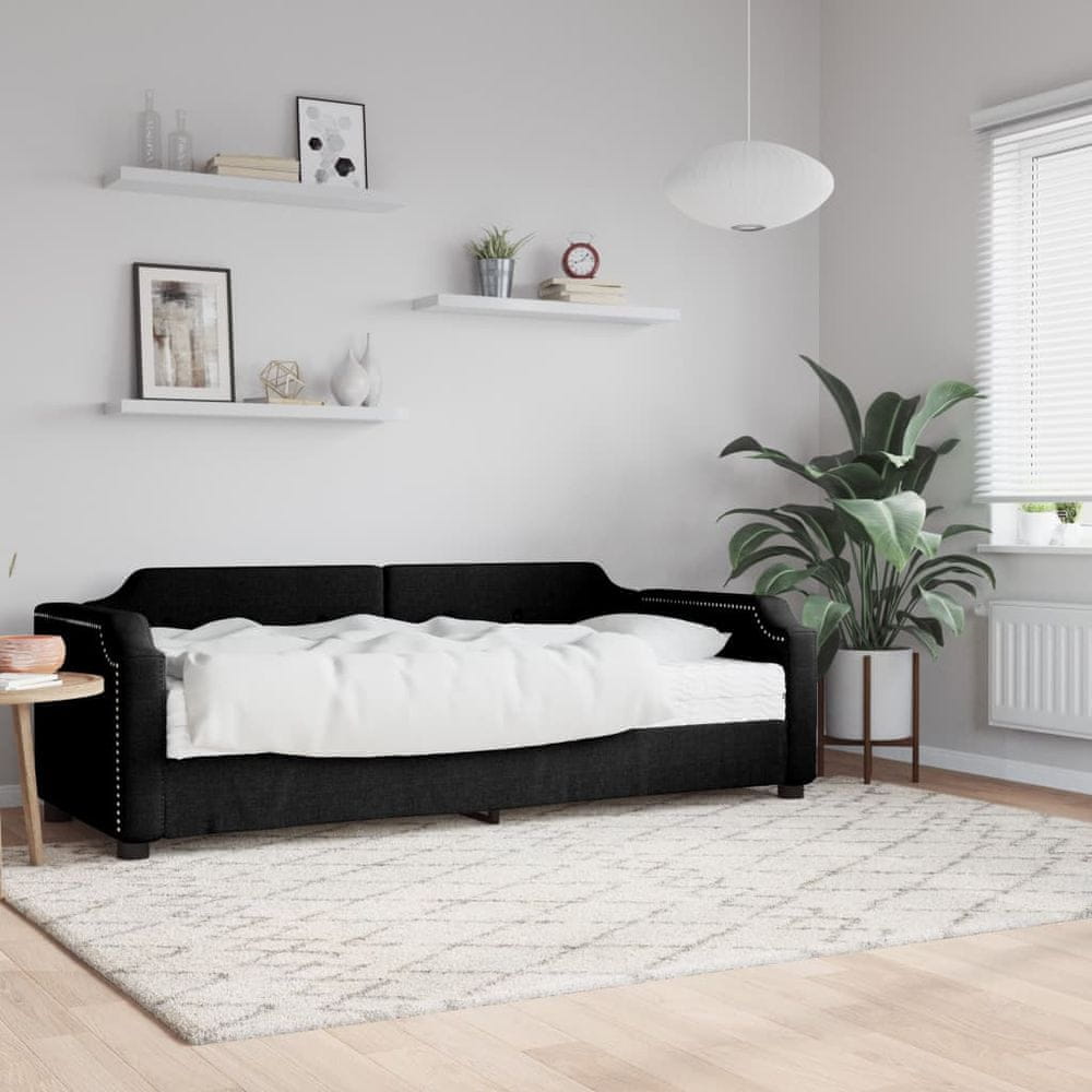 Petromila vidaXL Denná posteľ s matracom čierna 100x200 cm látka