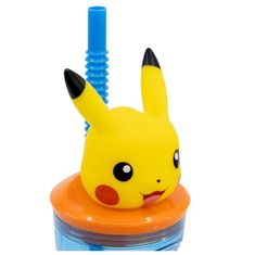 Stor Plastový pohárik Pokémon / hrnček Pokémon Pikachu 3D s brčkem 360 ml